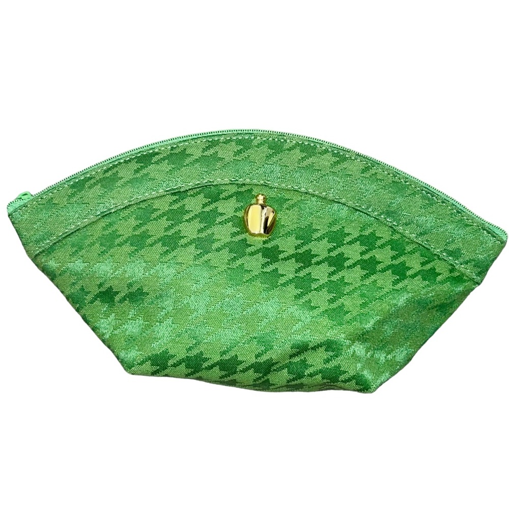 VTG Christian Dior 90’s Green Houndstooth Makeup Bag Cosmetic Case Pouch Clutch